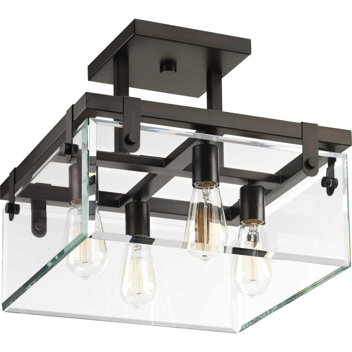 Four Light Semi-Flush/Convertible from the Glayse collection in Antique Bronze finish