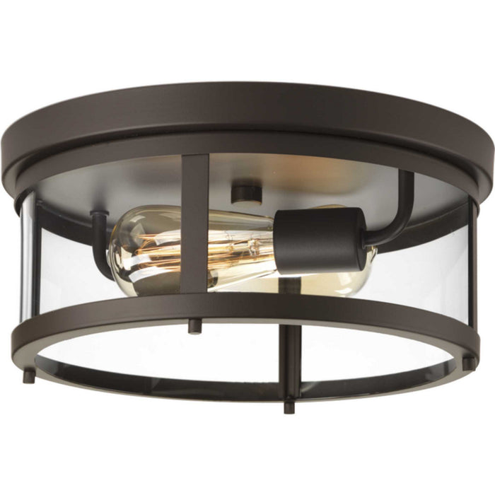 Two Light Flush Mount from the Gunther collection in Antique Bronze finish