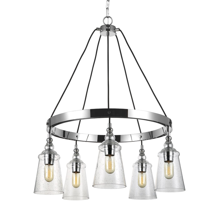 Five Light Chandelier from the Feiss - Loras collection in Chrome finish