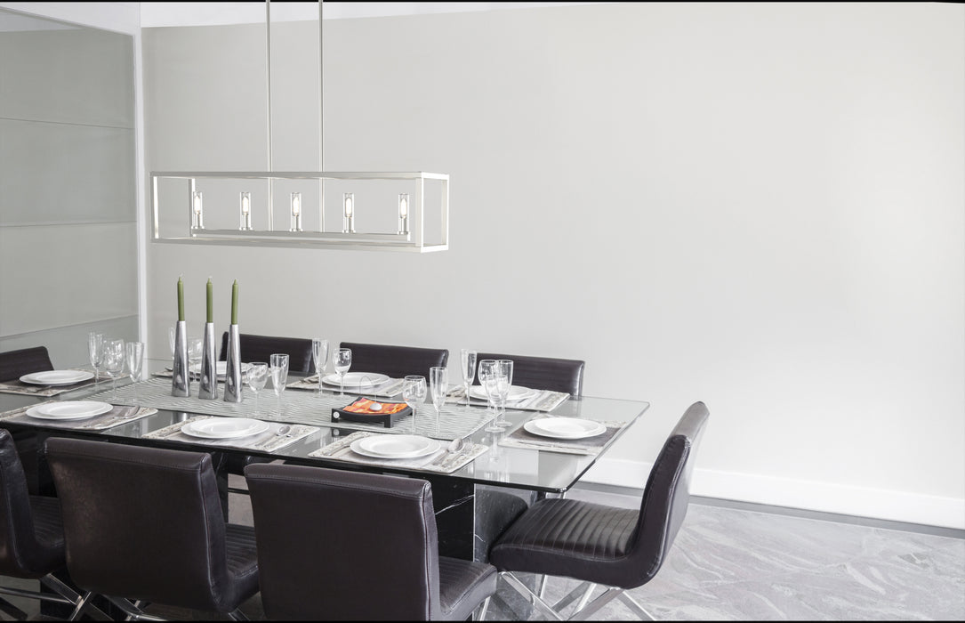 Five Light Linear Pendant from the Sambre collection in Multiple Finishes/Buffed Nickel w/ Clear Glass finish