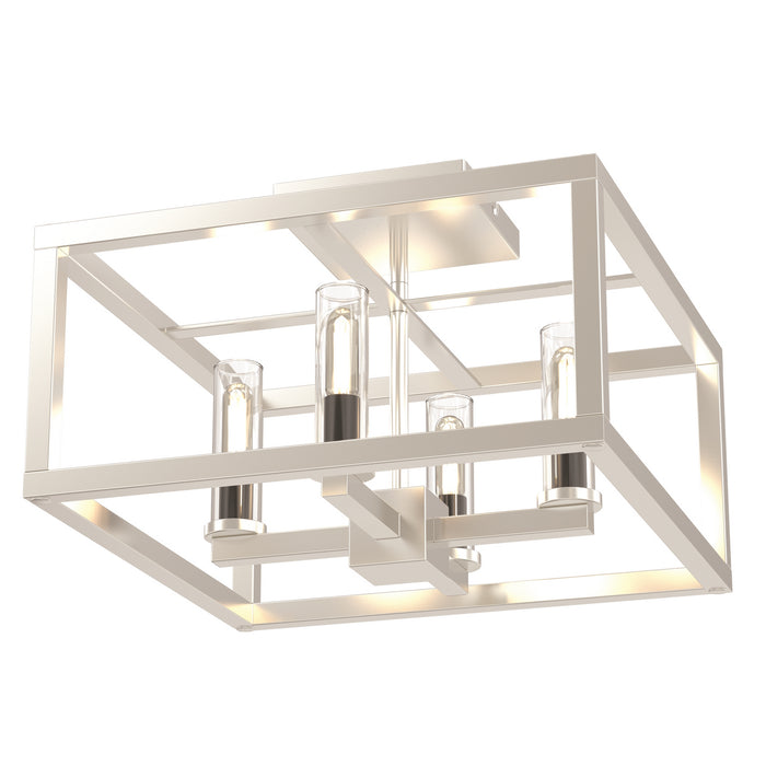 Four Light Semi-Flush Mount from the Sambre collection in Multiple Finishes/Buffed Nickel w/ Clear Glass finish