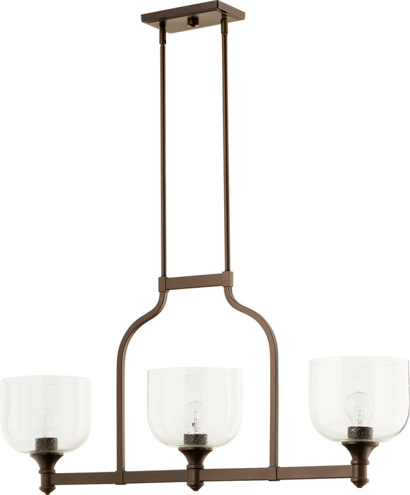 Quorum - 6511-3-186 - Three Light Island Pendant - Richmond - Oiled Bronze w/ Clear/Seeded