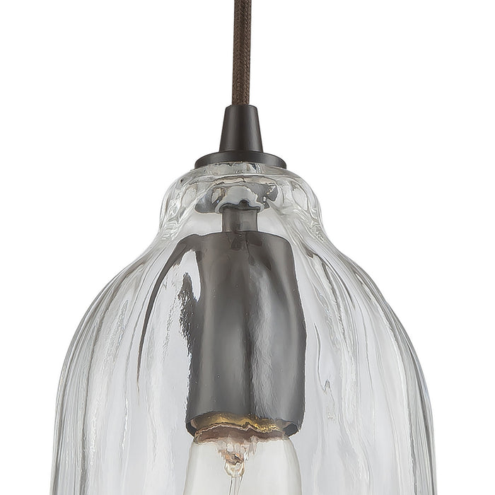 Three Light Pendant from the Hand Formed Glass collection in Oil Rubbed Bronze finish