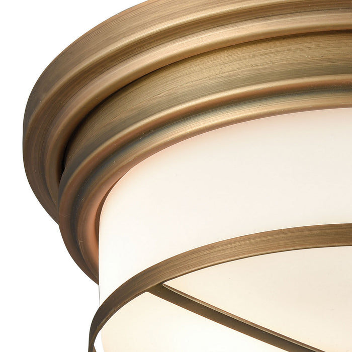 Two Light Flush Mount from the Flushmounts collection in Classic Brass finish