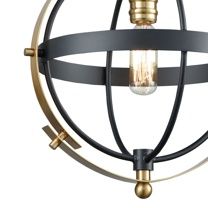 One Light Mini Pendant from the Caldwell collection in Matte Black, Satin Brass, Satin Brass finish