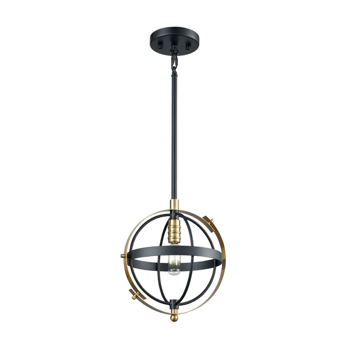 One Light Mini Pendant from the Caldwell collection in Matte Black, Satin Brass, Satin Brass finish