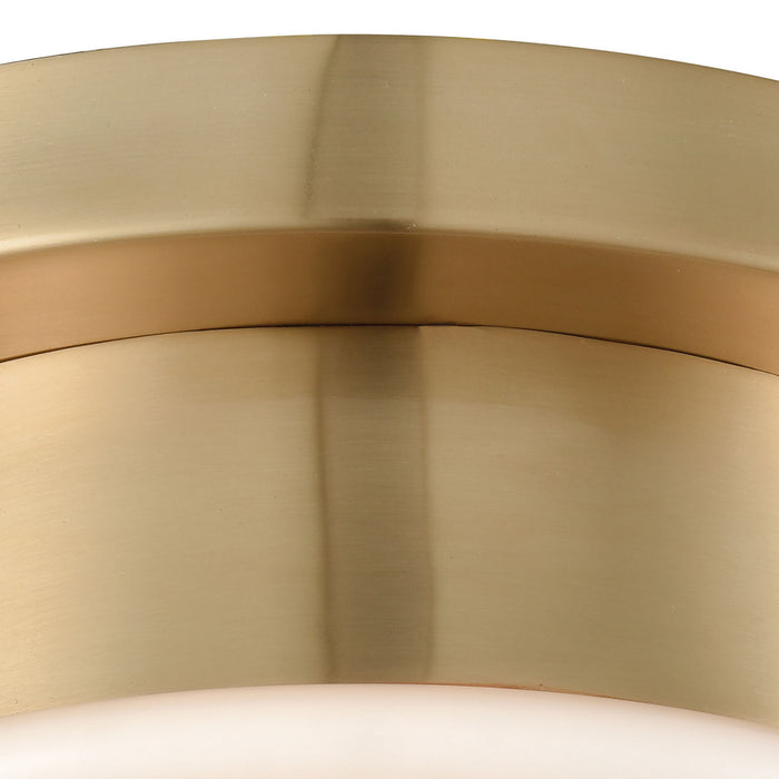 One Light Flush Mount from the Riley collection in Satin Brass finish