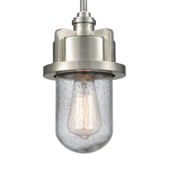 One Light Mini Pendant from the Briggs collection in Weathered Zinc, Satin Nickel finish