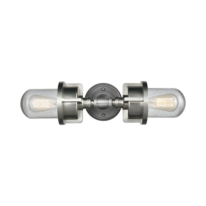 Two Light Island Pendant from the Briggs collection in Weathered Zinc, Satin Nickel finish