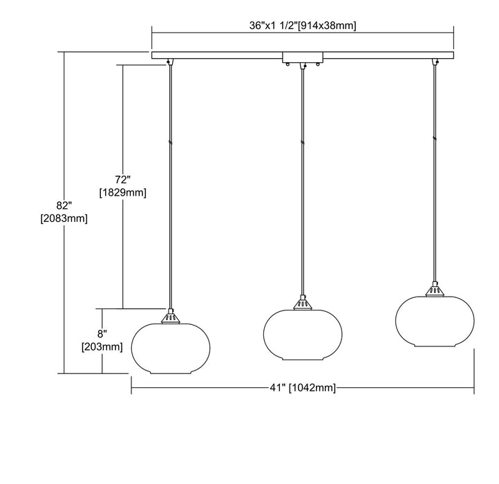 Three Light Pendant from the Volace collection in Oil Rubbed Bronze finish