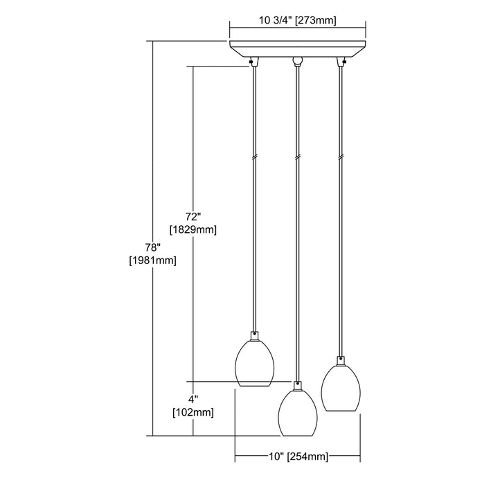 Three Light Pendant from the Socketholder collection in Polished Chrome finish