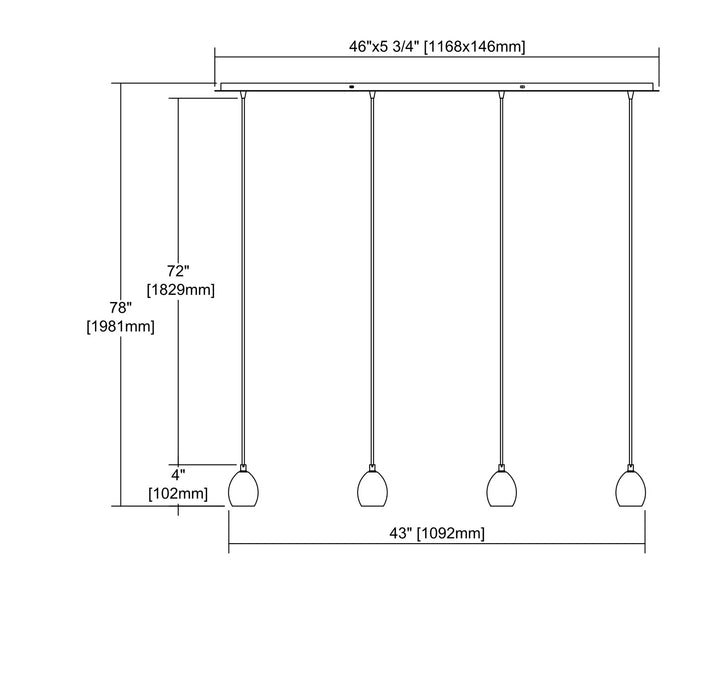 Four Light Pendant from the Socketholder collection in Polished Chrome finish