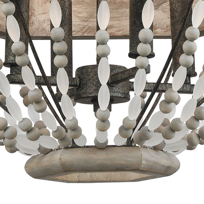 Four Light Chandelier from the Summerton collection in Washed Gray, Malted Rust, Malted Rust finish