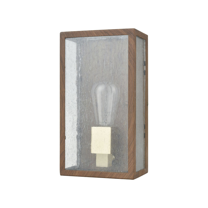 One Light Wall Sconce from the McKenzie collection in Dark Wood Print, Brushed Brass, Brushed Brass finish