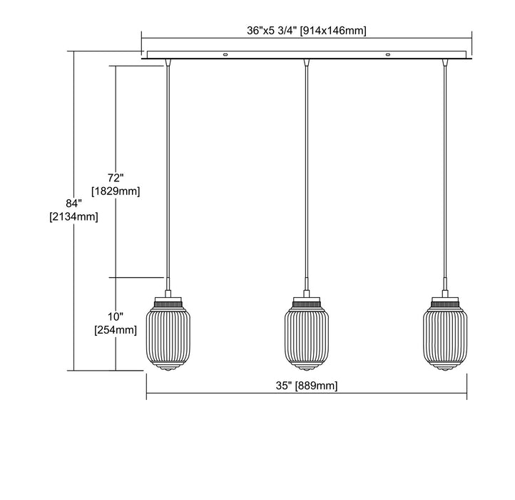 Three Light Pendant from the Dubois collection in Polished Chrome finish