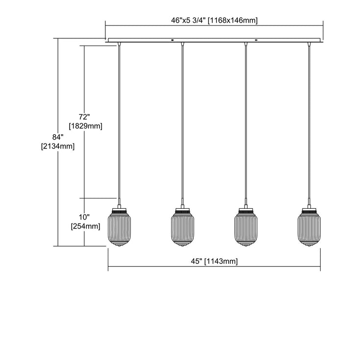 Four Light Pendant from the Dubois collection in Polished Chrome finish