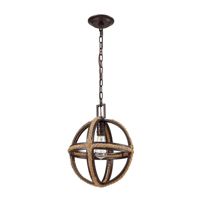 One Light Mini Pendant from the Natural Rope collection in Oil Rubbed Bronze finish