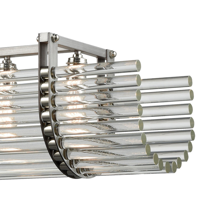 Six Light Chandelier from the Crystal Rods collection in Polished Nickel finish