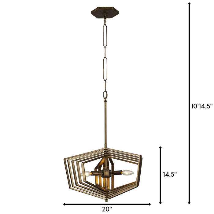 Three Light Pendant from the Gymnast collection in Havana Gold finish