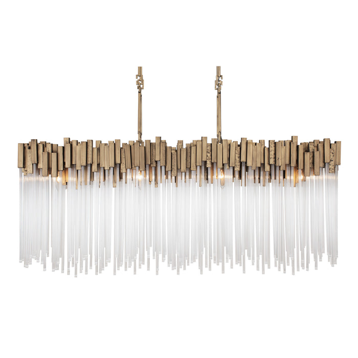 Eight Light Linear Pendant from the Matrix collection in Havana Gold finish