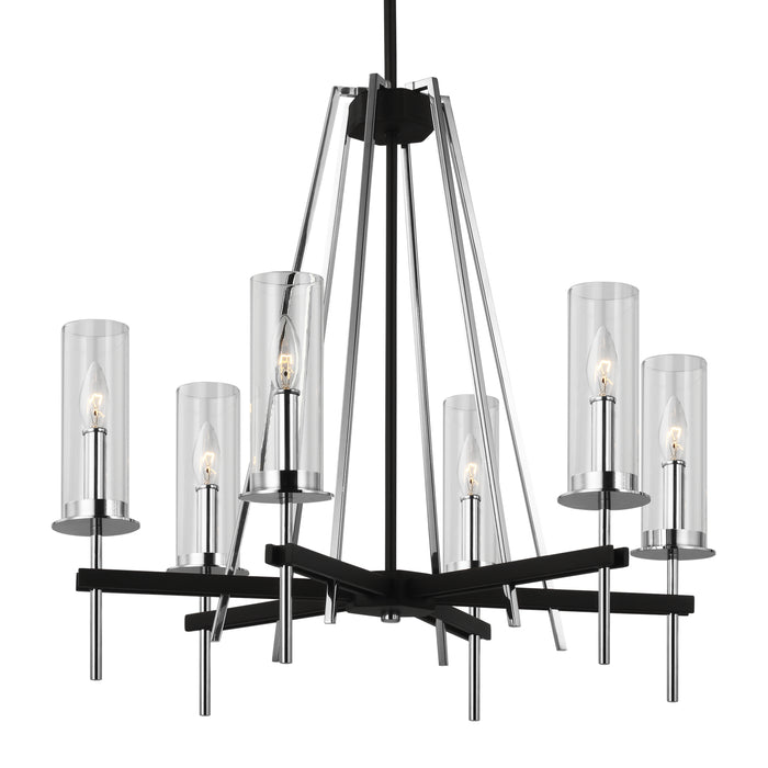 Six Light Chandelier from the Broderick collection in Textured Black finish
