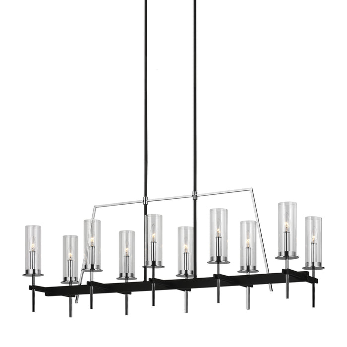 Ten Light Linear Chandelier from the Broderick collection in Textured Black finish