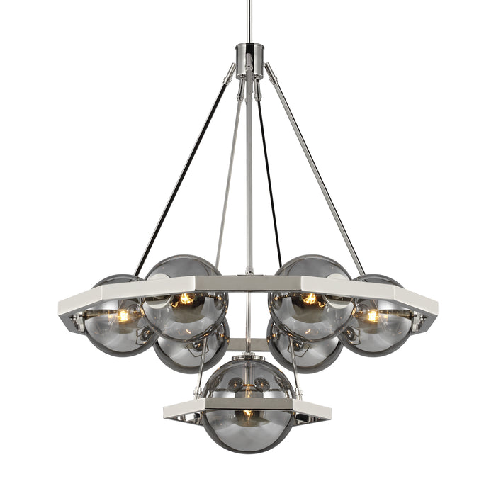 Seven Light Chandelier from the Feiss - Harper collection in Polished Nickel finish