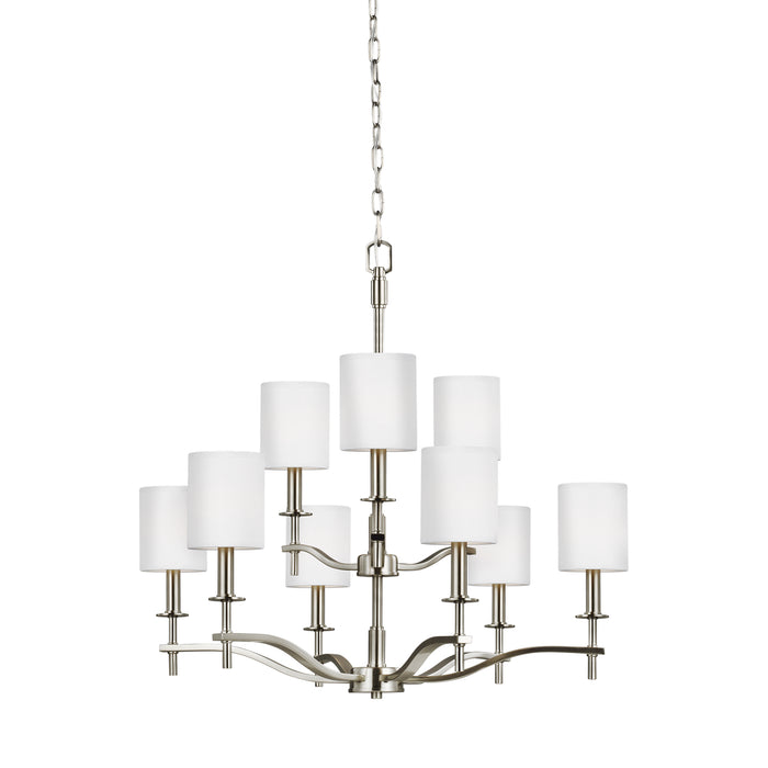 Nine Light Chandelier from the Hewitt collection in Satin Nickel finish