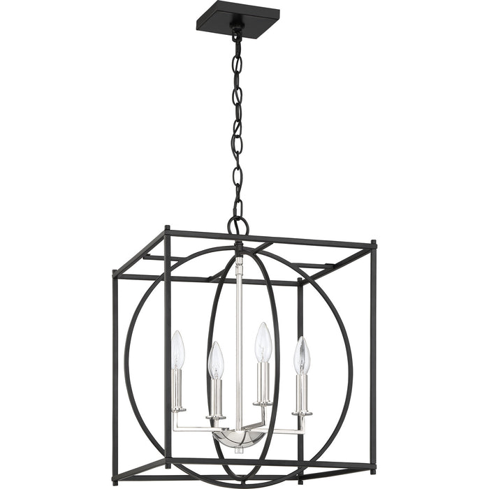 Four Light Foyer Pendant from the Crosswise collection in Earth Black finish