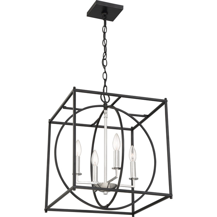 Four Light Foyer Pendant from the Crosswise collection in Earth Black finish