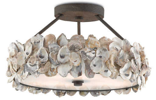 Currey and Company - 9000-0265 - Three Light Semi-Flush Mount - Textured Bronze/Natural