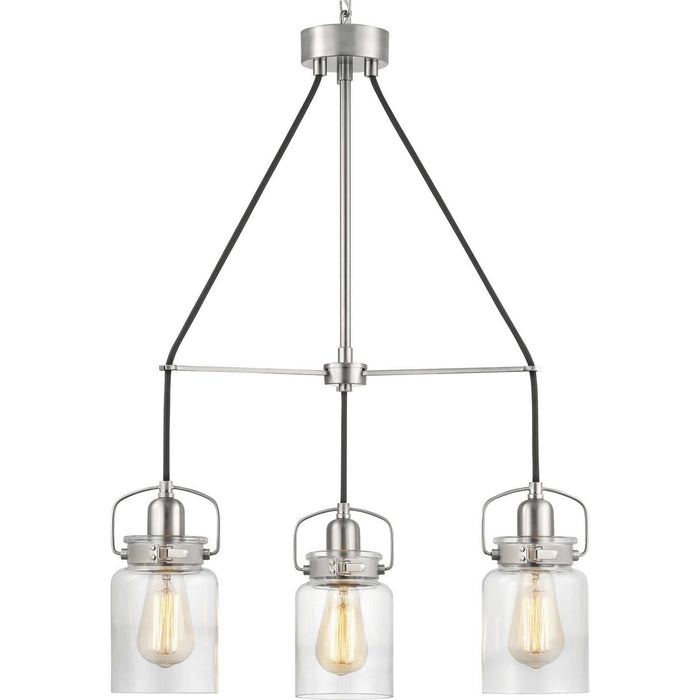 Three Light Chandelier from the Calhoun collection in Brushed Nickel finish
