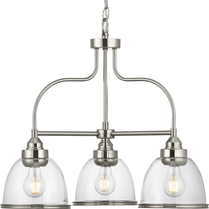 Three Light Chandelier from the Saluda collection in Brushed Nickel finish