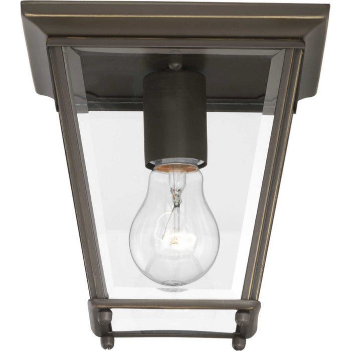 One Light Outdoor Flush Mount from the Burlington collection in Antique Bronze finish