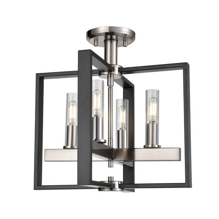 DVI Lighting - DVP30211SN+GR-CL - Four Light Semi-Flush Mount - Blairmore - Satin Nickel/Graphite w/ Clear Glass