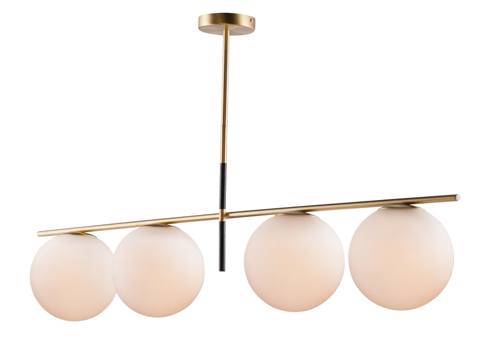 Four Light Pendant from the Vesper collection in Satin Brass / Black finish