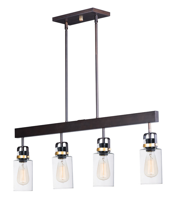 Four Light Linear Pendant from the Magnolia collection in Bronze / Gold finish