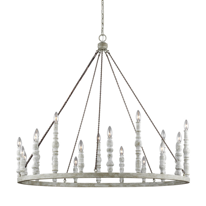 20 Light Chandelier from the Norridge collection in Distressed Fence Board / Distressed White finish