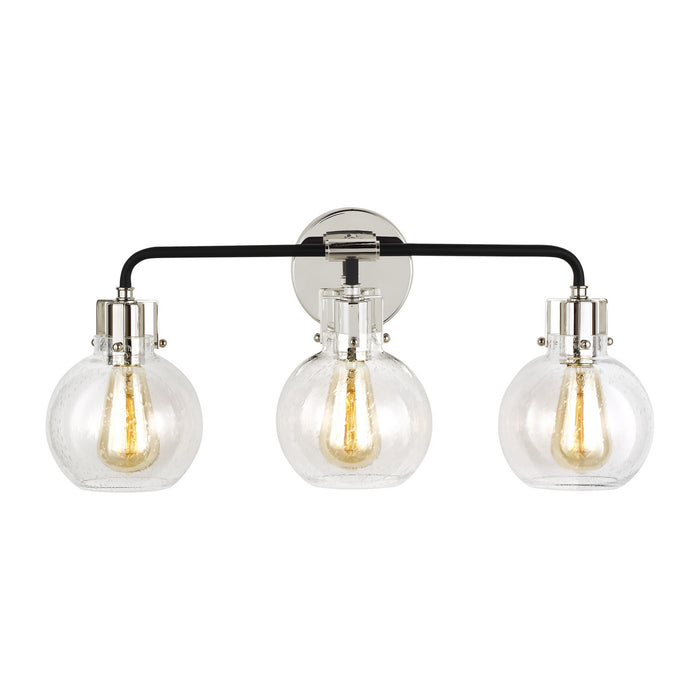 Generation Lighting - VS24403PN/TXB - Three Light Vanity - Clara - Polished Nickel/Textured Black