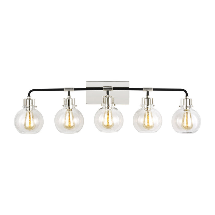 Generation Lighting - VS24405PN/TXB - Five Light Vanity - Clara - Polished Nickel/Textured Black