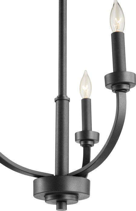 Three Light Chandelier from the Reyes collection in Noir finish