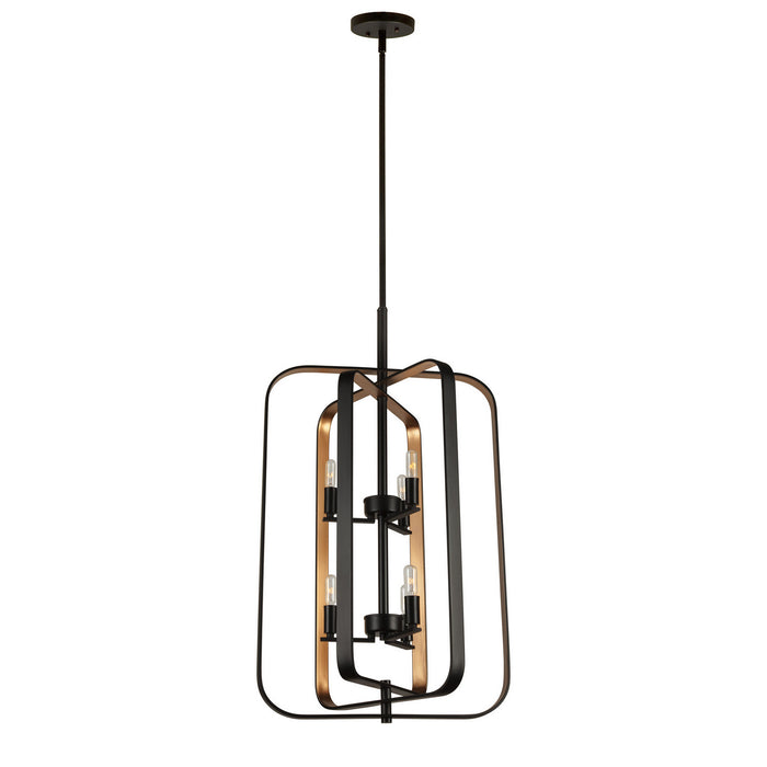 Forte - 7096-06-42 - Six Light Foyer Chandelier - Black/Gold