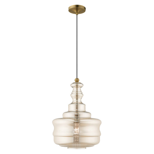 Livex Lighting - 41225-01 - One Light Mini Pendant - Art Glass Mini Pendants - Antique Brass
