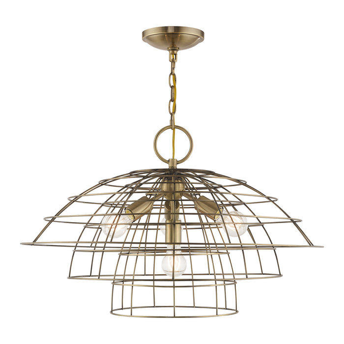 Livex Lighting - 50948-01 - Four Light Chandelier - Brooklyn - Antique Brass