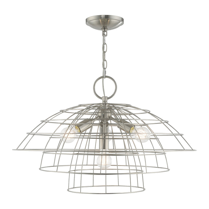 Livex Lighting - 50948-91 - Four Light Chandelier - Brooklyn - Brushed Nickel