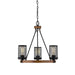 Millennium - 3523-MB/WG - Three Light Chandelier - Mesa - Matte Black/Wood Grain