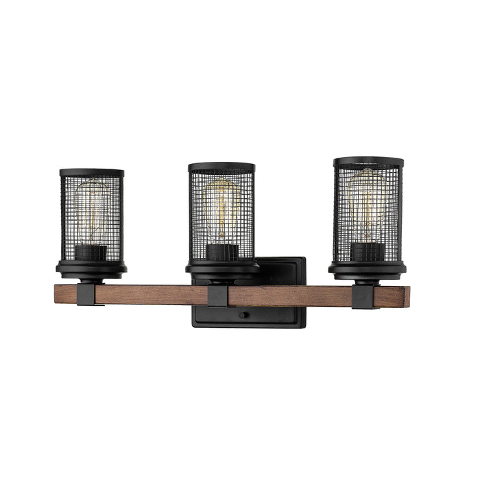 Millennium - 3533-MB/WG - Three Light Vanity - Mesa - Matte Black/Wood Grain