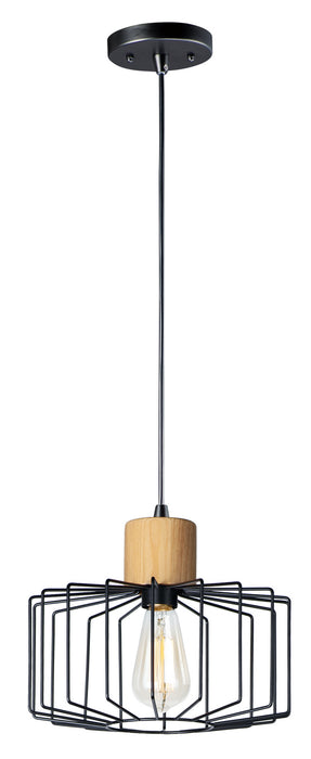 Maxim - 10068BKNWD - One Light Pendant - Bjorn - Black / Natural Wood