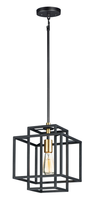 One Light Pendant from the Liner collection in Black / Satin Brass finish