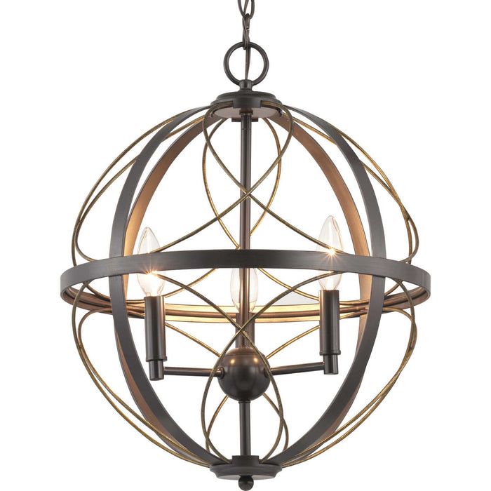 Three Light Pendant from the Brandywine collection in Antique Bronze finish